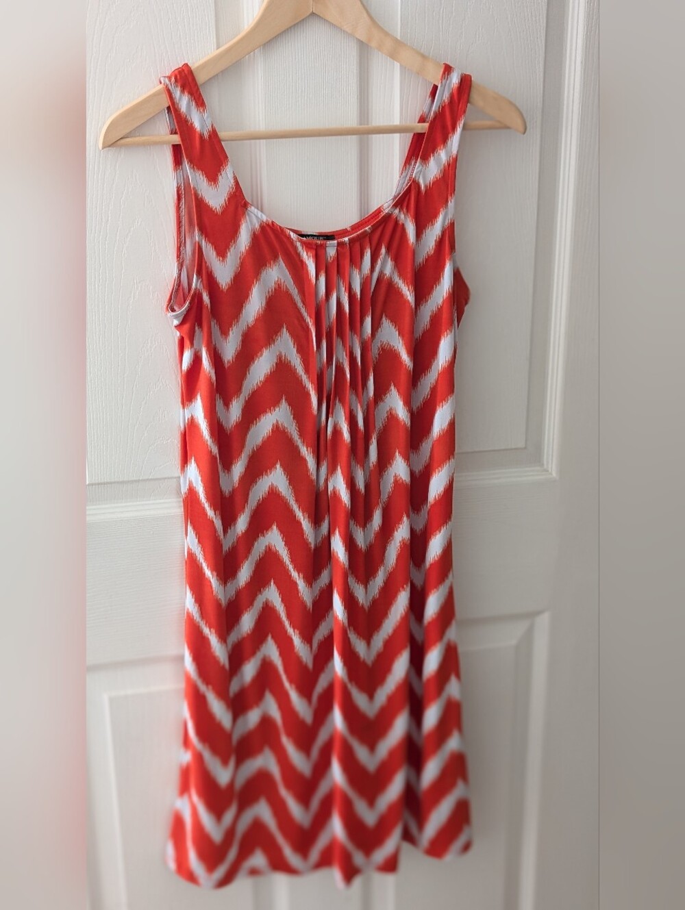 Orange and Light Grey ZigZig Sleeveless Dress